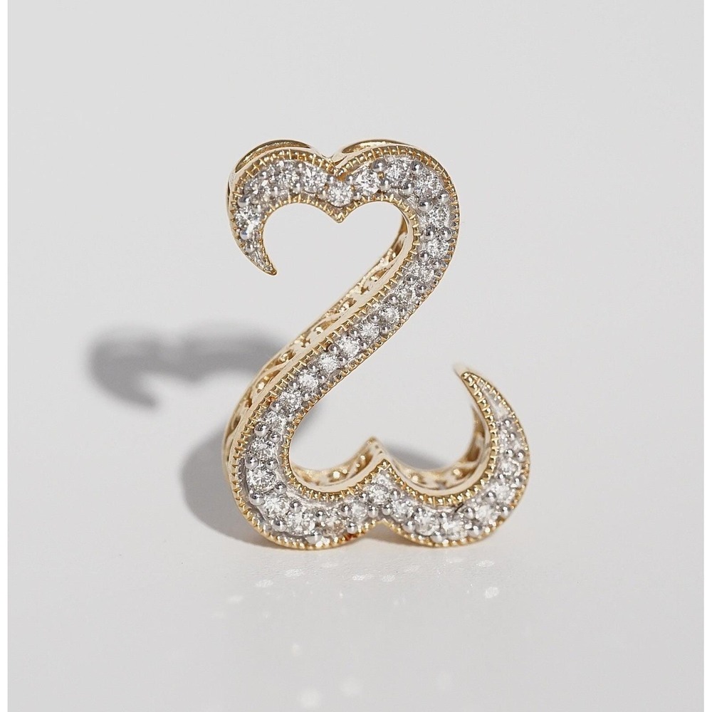 14k Solid Gold Two Interlocking Hearts Natural Hi… - image 5